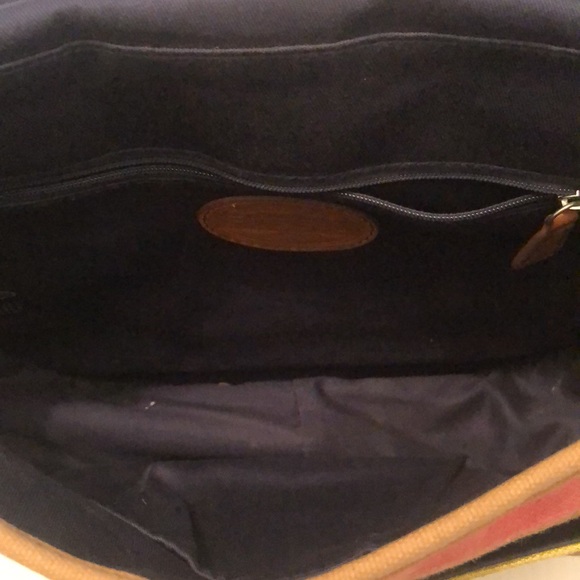 Fossil Color Block Canvas Top Flap Adjustable Crossbody Handbag - Picture 7 of 12